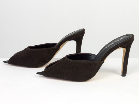 Женские замшевые туфли коричневого цвета Gino Figini, фото 7