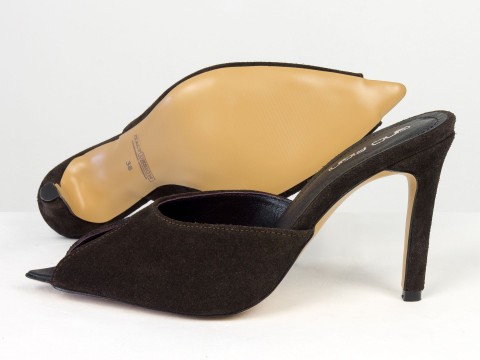 Женские замшевые туфли коричневого цвета Gino Figini, фото 4