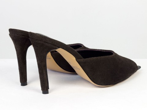 Женские замшевые туфли коричневого цвета Gino Figini, фото 8