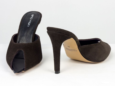 Женские замшевые туфли коричневого цвета Gino Figini, фото 6