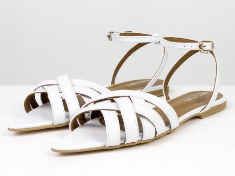 Жіночі босоніжки білого кольору з переплетеними ремінцями Gino Figini, фото 3