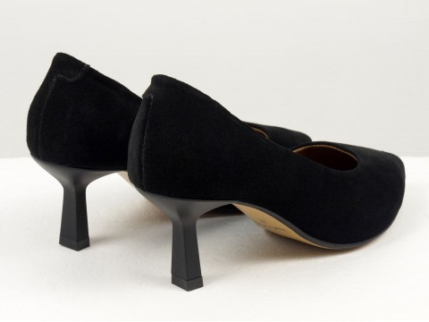 Дизайнерські туфлі-човники на підборах "рюмочка" з натуральної італійської замші , Т-2116-11