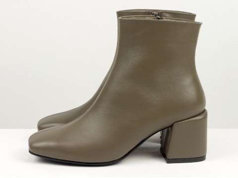 Женские темно-коричневые  ботинки из натуральной кожи с обтяжным каблуком, Б-2231-12