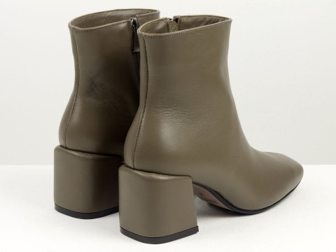 Жіночі темно-коричневі черевики з натуральної шкіри з обтяжним підбором та блискавкою, Б-2231-12