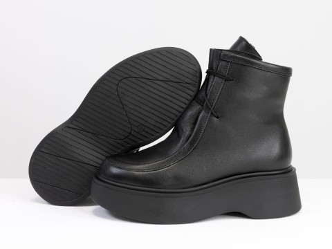 Женские  ботинки  из натуральной кожи черного цвета, Б-2175-05