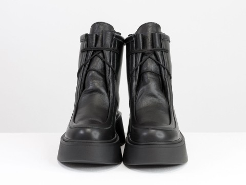 Жіночі черевики з натуральної шкіри чорного кольору, Б-2175-05