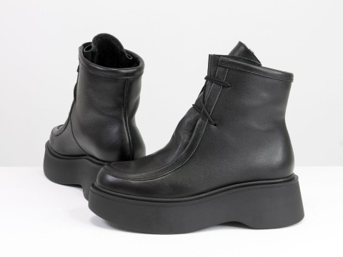 Жіночі черевики з натуральної шкіри чорного кольору, Б-2175-05