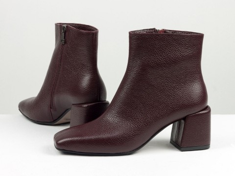Жіночі бордові черевики з натуральної шкіри флотар  з обтяжним підбором, Б-2231-05