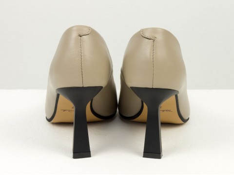 Дизайнерські туфлі-човники на невисокому підборі "рюмочка" з натуральної італійської шкіри,  Т-2115-08