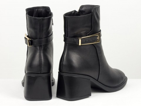 Стильні жіночі черевикиз натуральної шкіри чорного кольору Gino Figini