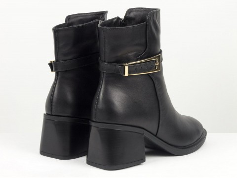 Стильні жіночі черевикиз натуральної шкіри чорного кольору Gino Figini