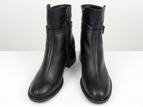 Стильні жіночі черевикиз натуральної шкіри чорного кольору Gino Figini