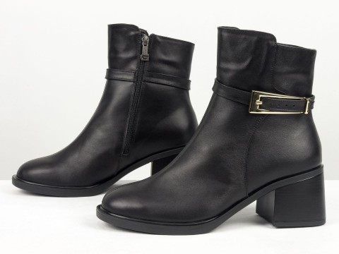 Стильні жіночі черевикиз натуральної шкіри чорного кольору Gino Figini