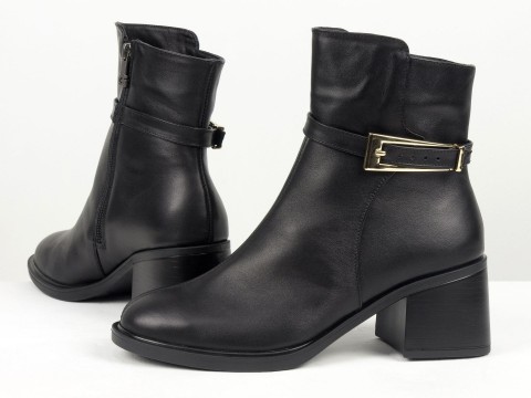 Стильні жіночі черевикиз натуральної шкіри чорного кольору Gino Figini