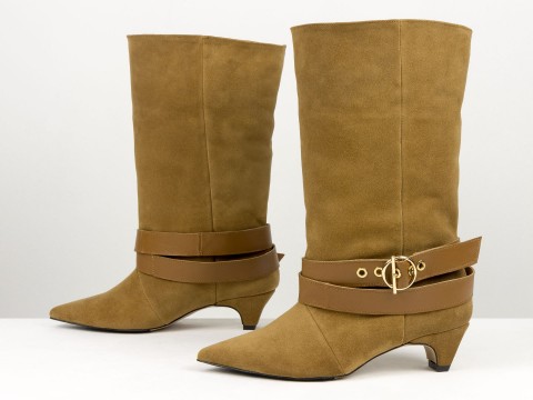 Ексклюзивні замшеві черевики з відворотом і ремінцем Gino Figini