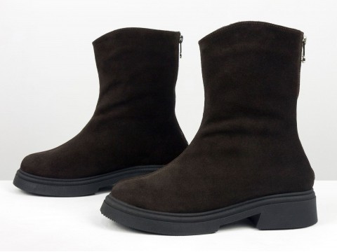 Жіночі черевики з натуральної замші шоколадного кольору Gino Figini